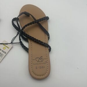 Bobbie Brooks Women’s Size S (5/6) Brown Braided Black Strap Sandal Thong